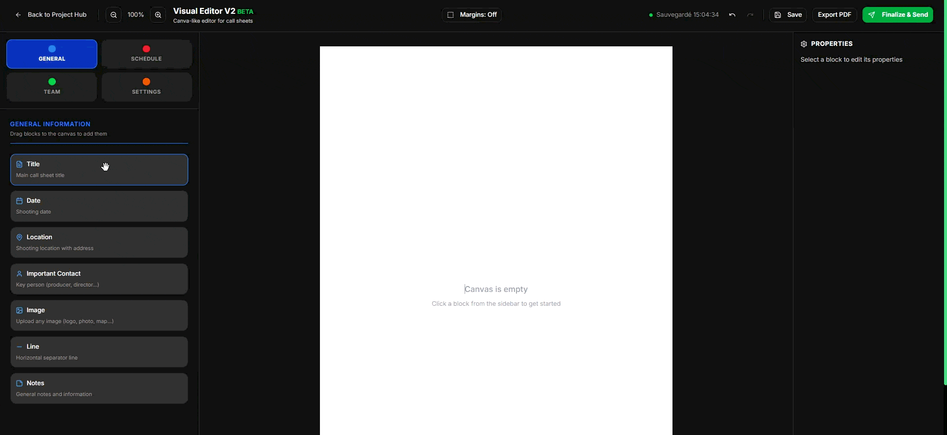Call Sheet Editor demonstration